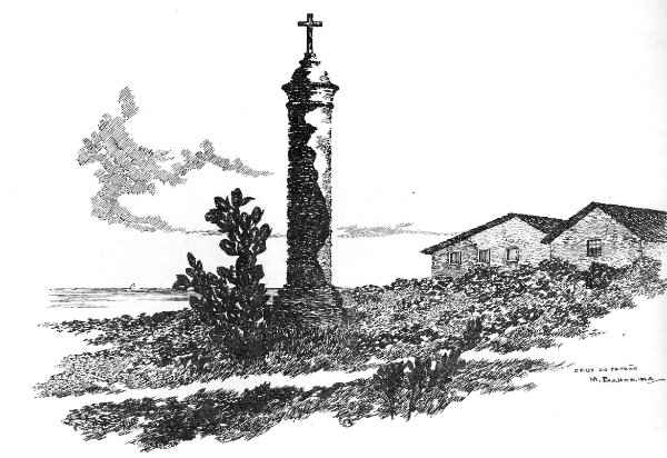 Gravura de Manoel Bandeira retrata a Cruz do Patro, construda no sculo 18 (Foto: Arquivo Pblico/ Reproduo)