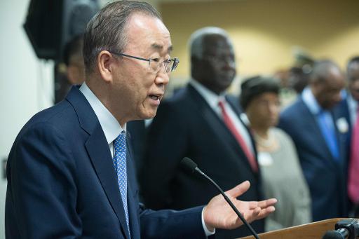 O secretrio-geral da ONU Ban Ki-moon fala durante coletiva de imprensa, em Washington, DC, no dia 17 de abril de 2015. Foto: AFP NICHOLAS KAMM 