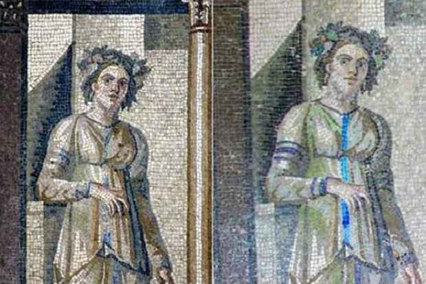 Obras como "O sacrifcio de Isaac" e "Narciso" esto entre os mosaicos danificados. (Foto: Reproduo)