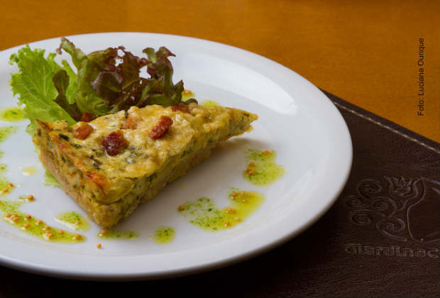 Quiche Dona Jardineira: entrada levinha no almoço. Foto: Luciana Ourique/ Divulgação Quiche Dona Jardineira: entrada levinha no almoço. Foto: Luciana Ourique/ Divulgação