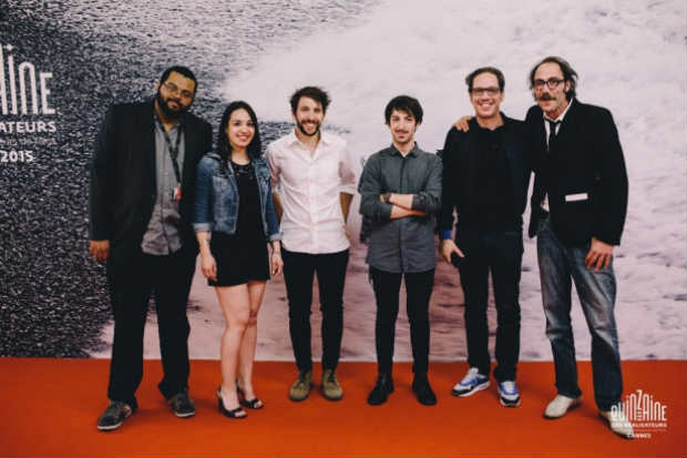 "Quintal"  o segundo filme de Andr Novais Oliveira (primeiro  esquerda) exibido na Quinzena dos realizadores do Festival de Cannes. Foto: Guillaume Lutz/Quinzaine Des Ralisteurs