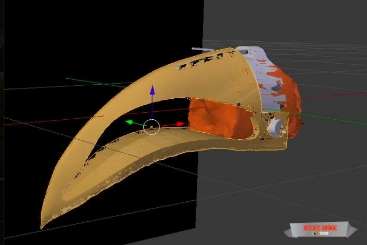 Imagem em 3d da prótese do bico do tucano. Foto: Divulgação/Zoo Ave Imagem em 3d da prótese do bico do tucano. Foto: Divulgação/Zoo Ave