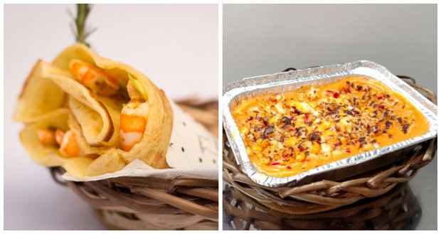 Crepe de camarão com alho poró e gorgonzola e o Escondindinho de camarão com purê de abóbora estão entre os mimos. Fotos: Raíssa Jordão/divulgação Crepe de camarão com alho poró e gorgonzola e o Escondindinho de camarão com purê de abóbora estão entre os mimos. Fotos: Raíssa Jordão/divulgação