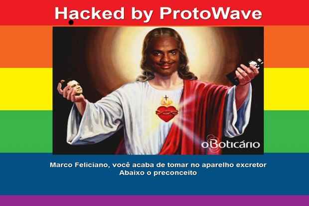 Imagem exibida na pgina do pastor aps ataque ciberntico. Foto: Reproduo