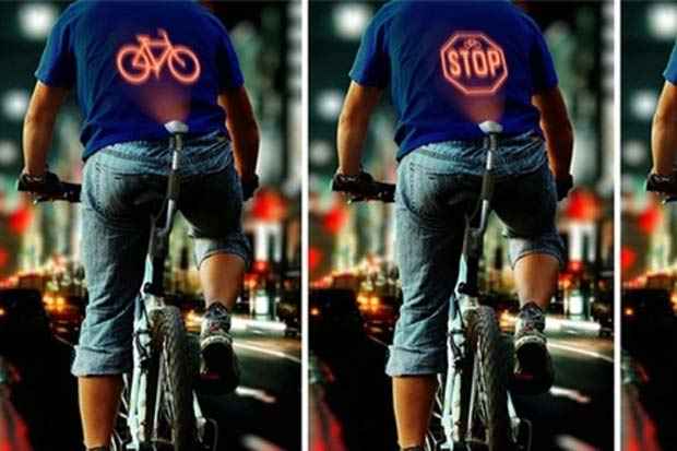 Dispositivo exibir sinais luminosos nas costas dos ciclistas. Foto: behance.net/Reproduo