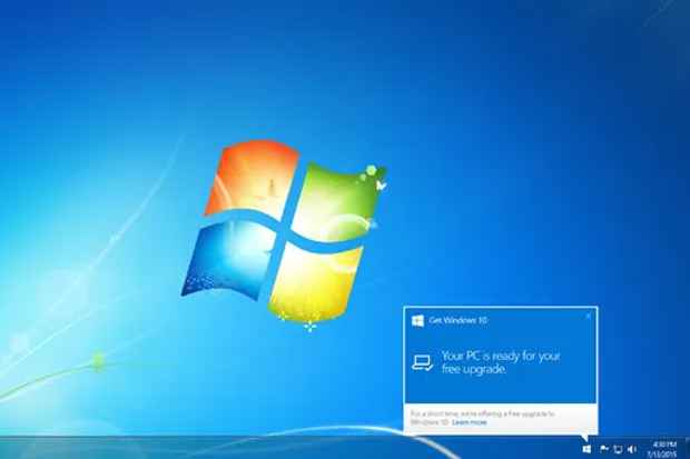 Notificao alerta quando o Windows 10 pode ser baixado. Foto: Microsoft/Divulgao