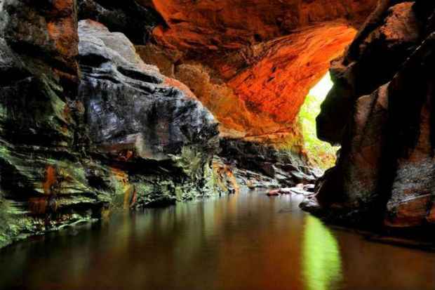 Na Cachoeira do Caverna: a paisagem surpreende no local. Foto: Antnio Cunha/CB/DA Press