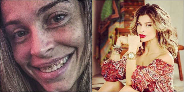 Atriz vive a modelo Larissa em "Verdades Secretas". Montagem: Instagram/Reproduo