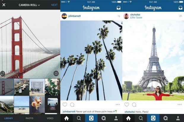 De acordo com uma publicao do aplicativo, uma em cada cinco fotos ou vdeos publicados no Instagram no estavam no formato quadrado. Foto: Reproduo/Instagram.