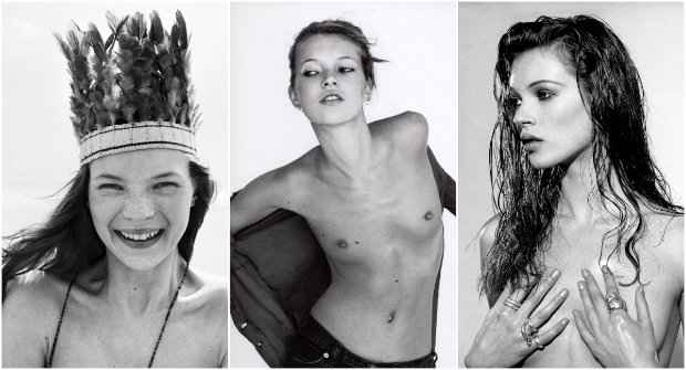 A top Kate Moss ganhou fama nos anos 1990 e propagou o estilo grunge. Fotos: Corinne Day/Divulgao