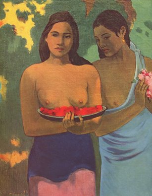 Obra do pintor francs Paul Gauguin, Duas mulheres Taitianas (1893). Foto: Reproduo/Facebook