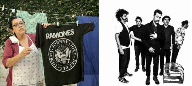 Regina Cas (Val), uma camiseta dos Ramones e a banda Eddie. Fotos: Aline Arruda e Bruno Guerra/ Divulgao