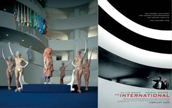 Cremaster e Trama Internacional foram filmados no museu Guggenheim, projetado por Frank Lloyd Wright