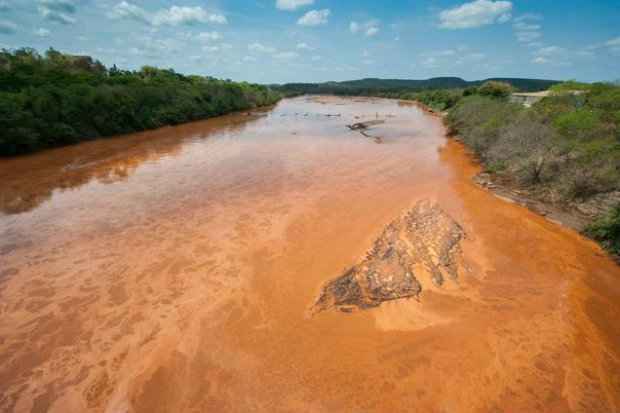 Aps o rompimento da barragem em Mariana, lama chegou ao Rio Doce. (Foto: Elvira Nascimento/Divulgao)