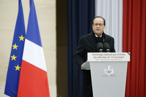 Declaraes foram dadas durante a homenagem solene da Nao s vtimas dos ataques a Paris. Foto: Philippe Wojazer/AFP