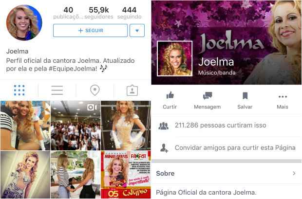 Cantora Joelma retira o nome Calypso do Instagram e Facebook. Foto: Reproduo/Instagram/Facebook