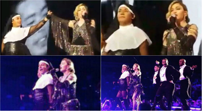 Registros do grande encontro com Madonna do palco. Foto: Arquivo Pessoal/Divulgao