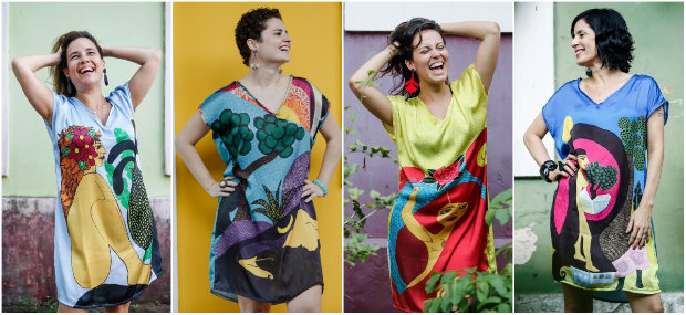 As quatro estampas foram reproduzidas em quantidade limitada de vestidos. Fotos: Andrea Rego Barros/Divulgação As quatro estampas foram reproduzidas em quantidade limitada de vestidos. Fotos: Andrea Rego Barros/Divulgação