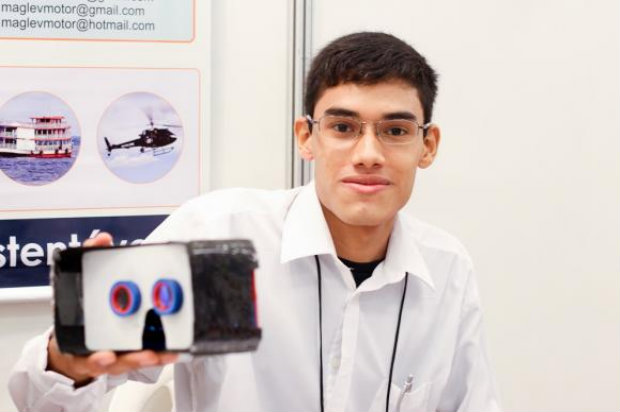 Gabriel de Oliveira est concluindo o 3 ano na Escola Estadual Benjamin Magalhes Brando, em Manaus, e desenvolveu o culos de realidade virtual em fibra de carbono.Lana Santos / Agncia Fapeam.