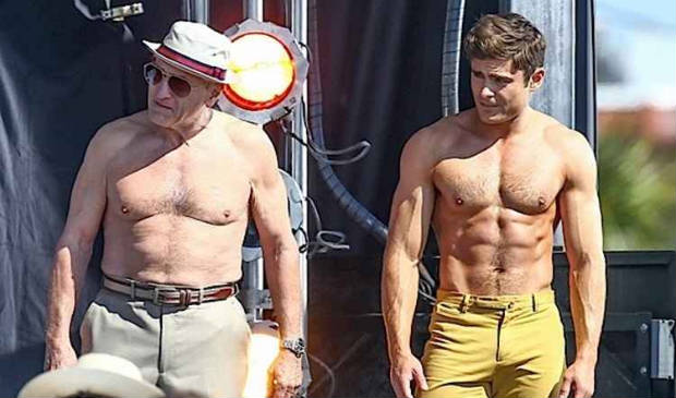 Zac Efron e Robert De Niro em gravao. Foto: Premiere Line/Reproduo