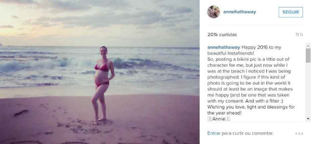 Anne Hathaway est grvida do primeiro filho com Adam Shulman. Foto: Instagram/Reproduo