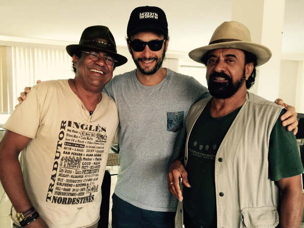 Maciel Melo, Rodrigo Santoro e Xangai nos bastidores das gravaes. Foto: Instagram/Reproduo