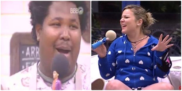 Ronan e Maria Claudia usaram boneco como microfone. Foto: Globo/Reproduo