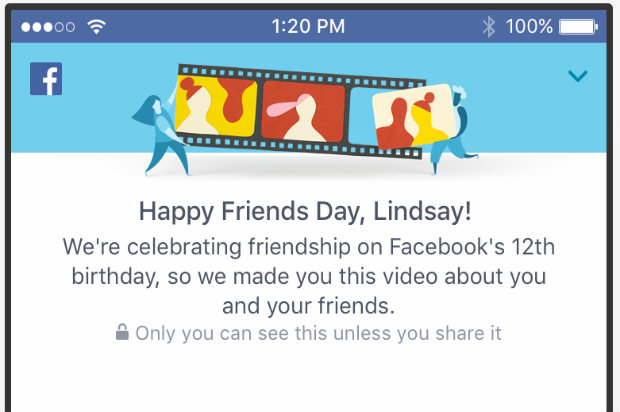 A campanha criada pelo Facebook considera a data de aniversrio da rede social como o dia do amigo.
Foto: Divulgao/Facebook.