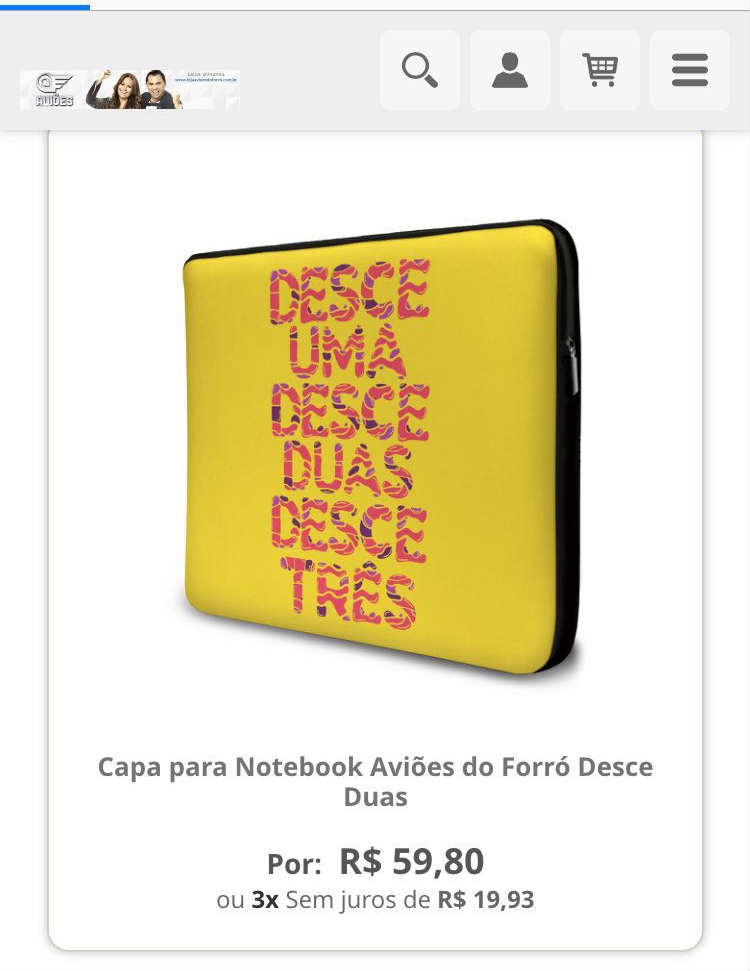 Produtos com as letras das msicas, alvos de processo, so vendidos no site da banda Avies do Forr. Foto: Reproduo da internet