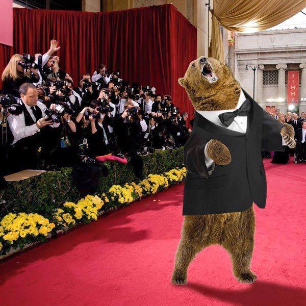 Ok, o urso do filme de Leonardo Di Caprio, O regresso, foi cotado para um Oscar. E at deu o ar da graa... Brincadeiras  parte, a alfinetada no ator seguiu firme at o ltimo minuto. Twitter/reproduo 