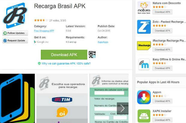 Download do APK de Recargas para o Brasil para Android