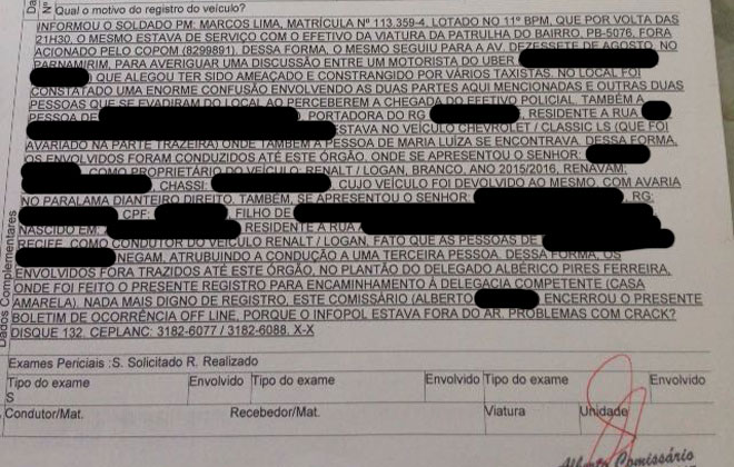 Vtimas foram at a delegacia onde registraram um boletim de ocorrncia. Suspeitos fugiram do local. Foto: Cortesia