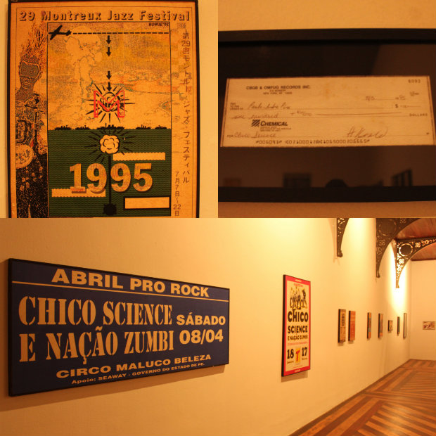 Pôster de Montreux, cheque em nome do CBGB e cartazes de shows estão em exposição no Mamam. Foto: Thaik Santos/Divulgação Pôster de Montreux, cheque em nome do CBGB e cartazes de shows estão em exposição no Mamam. Foto: Thaik Santos/Divulgação