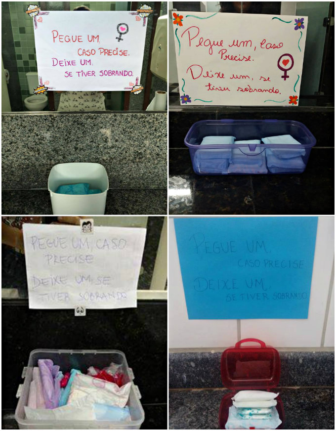 Vrios centros da UFPE j adotaram o "potinho" para doao de absorventes. Foto: Facebook/Reproduo (Vrios centros da UFPE j adotaram o "potinho" para doao de absorventes. Foto: Facebook/Reproduo)