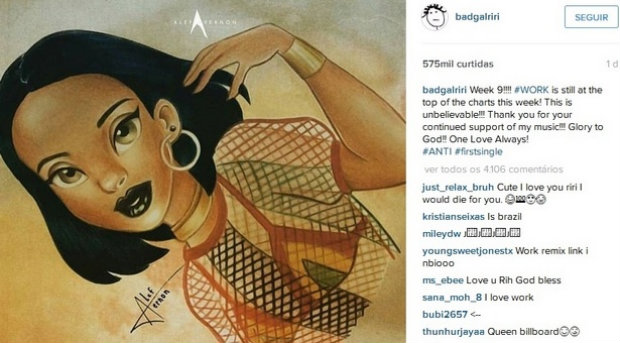Rihanna classificou o trabalho como "inacreditvel". Foto: Instagram/Reproduo