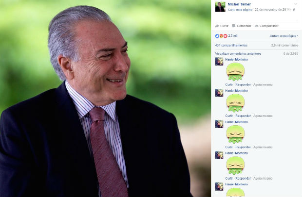 Postagens antigas e at a foto do perfil do vice-presidente foram alvo dos comentrios. Foto: Facebook/Reproduo 
