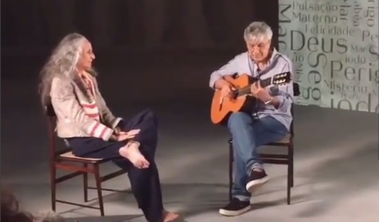 Caetano e Bethnia cantam em dueto no programa da Arte 1. Foto: Reproduo do Facebook/Caetano Veloso