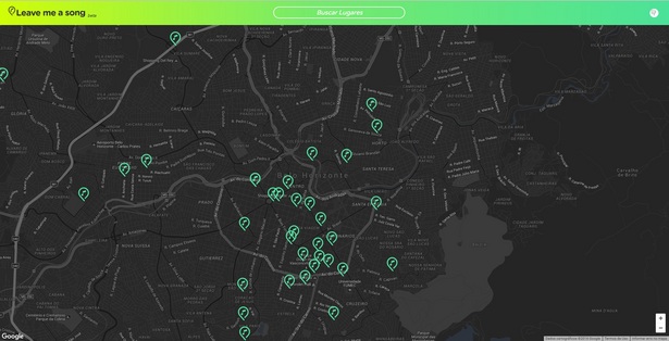 Para utilizar, basta clicar em um endereo no mapa e compartilhar a msica que voc acha que tem tudo a ver com aquele lugar. Foto: Leave Me a Song/Reproduo