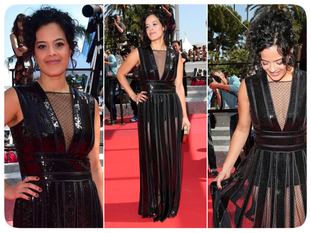 Maeve desfilou modelo assinado pelo brasileiro Reinaldo Lourenço, com tecido refletivo e transparências. Fotos: Vanity Fair/Reprodução da internet Maeve desfilou modelo assinado pelo brasileiro Reinaldo Lourenço, com tecido refletivo e transparências. Fotos: Vanity Fair/Reprodução da internet