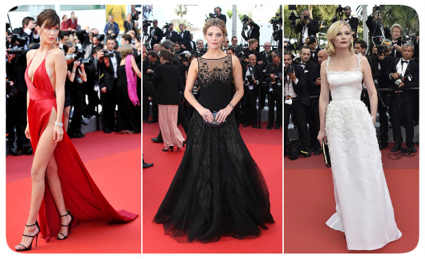 Bella Hadid, Mischa Barton e Kirsten Dunst acertaram no figurino para o Festival de Cannes 2016. Fotos: Vanity Fair/Reprodução da internet Bella Hadid, Mischa Barton e Kirsten Dunst acertaram no figurino para o Festival de Cannes 2016. Fotos: Vanity Fair/Reprodução da internet