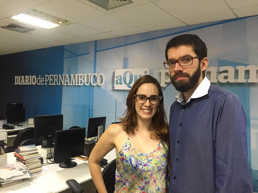 Luiza Maia e Fellipe Torres na redao do Diario de Pernambuco. Foto: Viver/DP