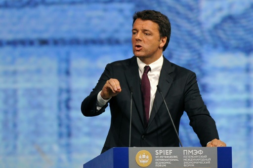 O primeiro-ministro italiano, Matteo Renzi, durante Frum Econmico Internacional em So Petersburgo em 17 de junho de 2016.  AFP/Arquivos Olga Maltseva 