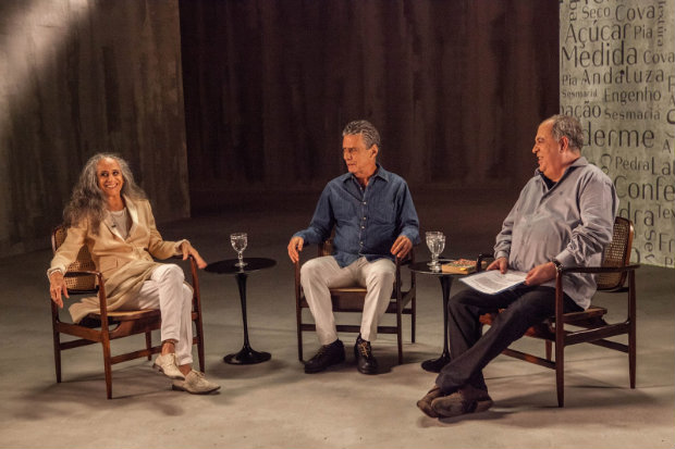 Maria Bethania, Chico Buarque e Wander Melo Miranda no programa Poesia e Prosa - Foto: Arte 1/Divulgao