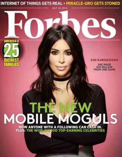 " uma tremenda honra estar na capa da Forbes!", disse socialite. Foto: Reproduo/Internet