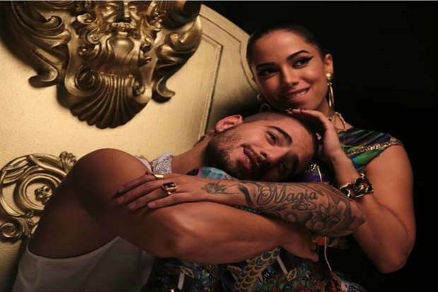 Maluma e Anitta durante as gravaes de Sim ou no, no Mxico. Foto: Reproduo/Instagram. 