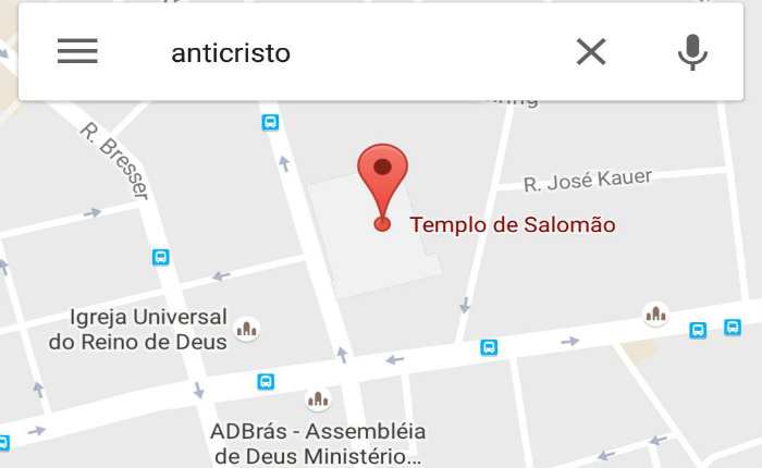 O Templo  a primeira opo que aparece na busca feita diretamente do aplicativo Maps.
Foto: Reproduo.