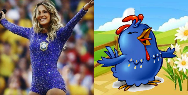 Na web, Claudia Leitte foi comparada a Galinha Pintadinha na abertura da Copa do Mundo 2014. Foto: Reproduo/Instagram