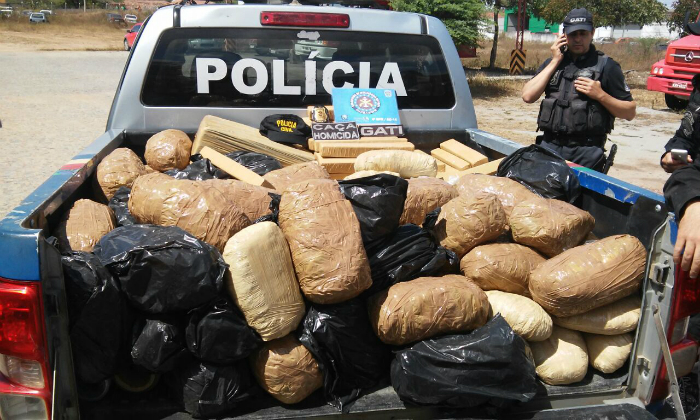 Droga foi encontrada enterrada e escondida por tijolos. Foto: Polcia Militar/Divulgao