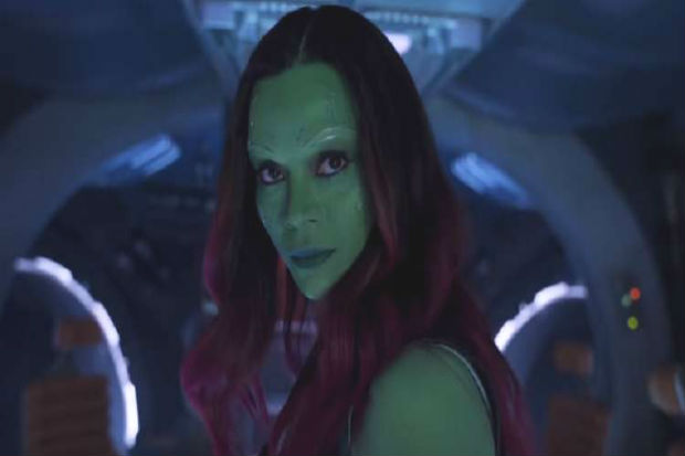 Zoe Saldana interpreta Gamora no novo Guardies da galxia. Foto: YouTube/Marvel/Reproduo