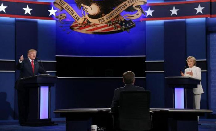 Nervosismo e tenso marcaram o ltimo debate entre Donald Trump e Hillary Clinton, em Las Vegas. Foto: Gary He/Agncia Lusa